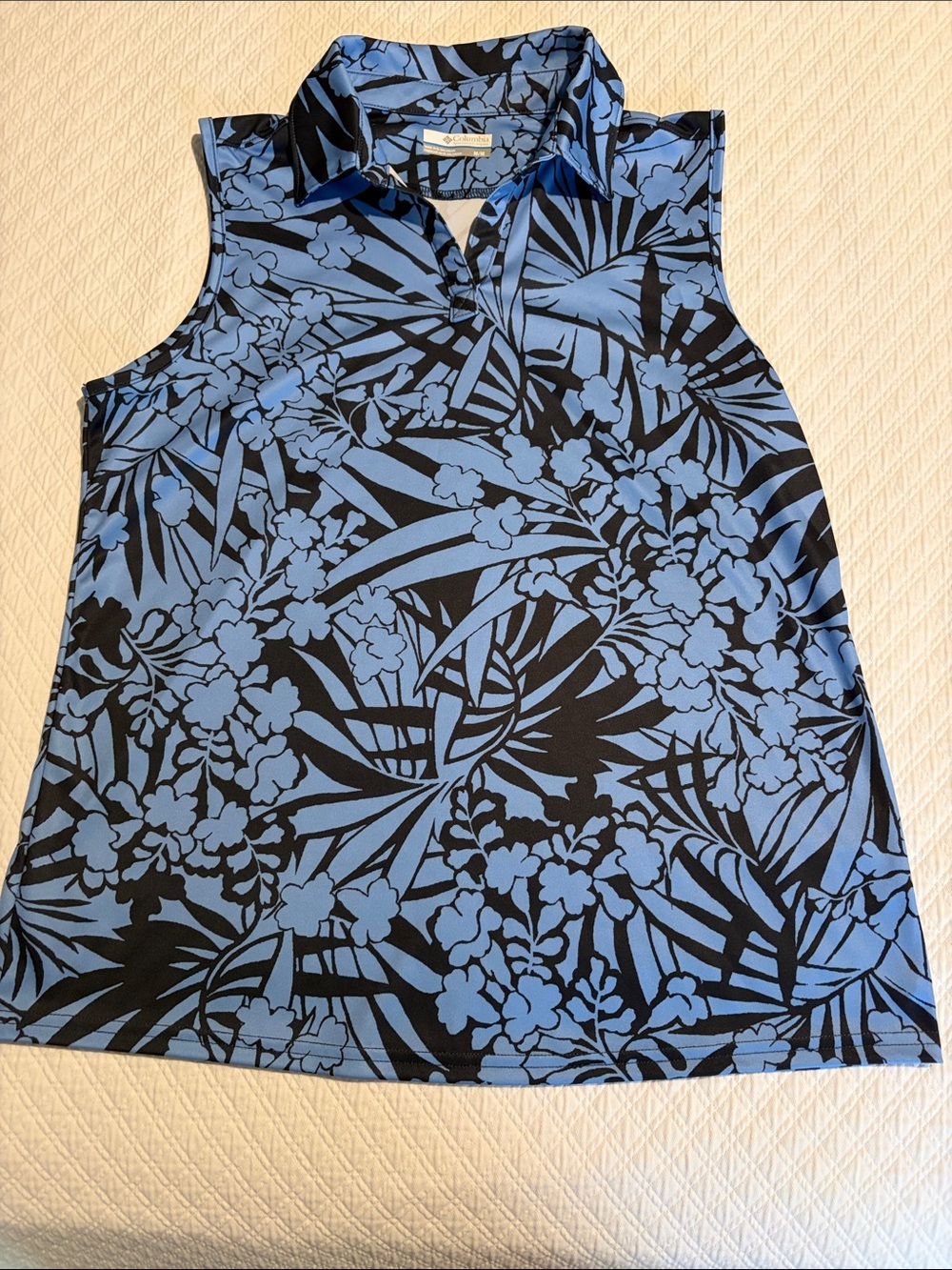 Columbia Women's Blue and Black Sleeveless Polo Tank Top
